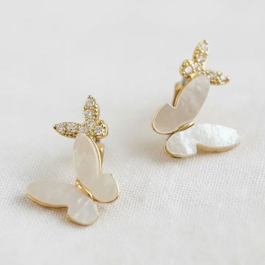 Hoop Earrings - Elegant Butterfly Shell