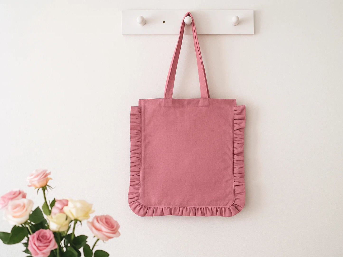 Canvas Colored Tote Bag - Light Pink