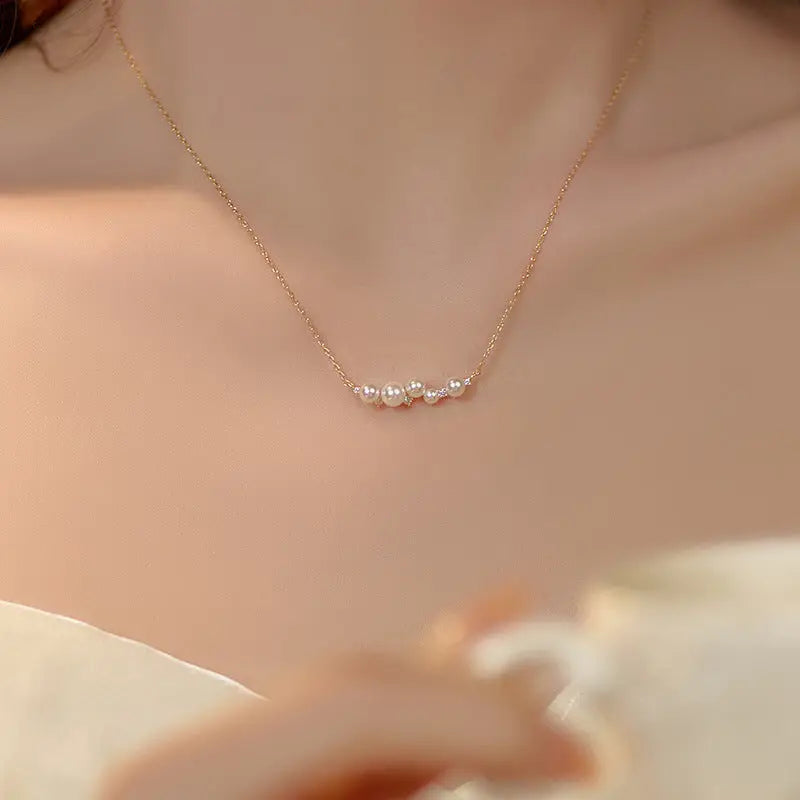 Pendant Necklace - Pearl Horizontal (Silver)