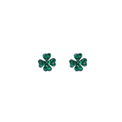 Stud Earrings - Green Four Leaf Clover