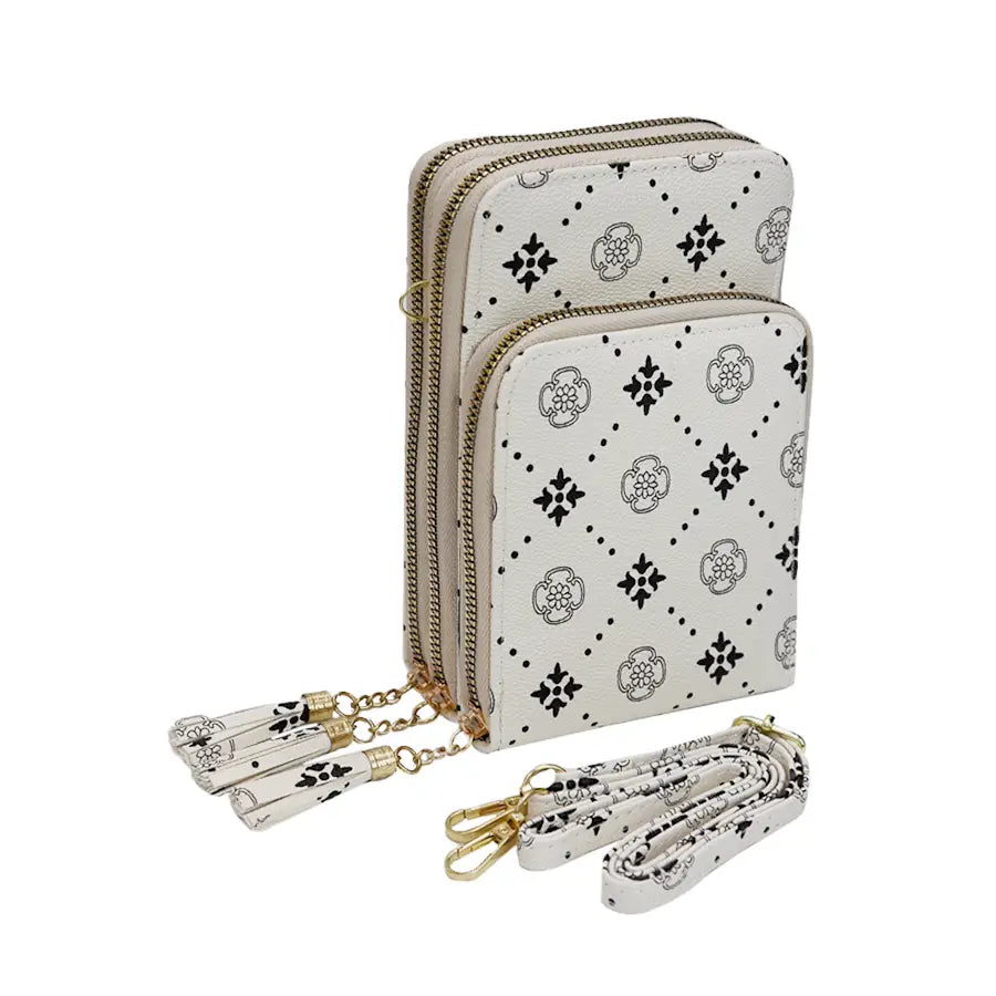 Triple Zippered Crossbody Bag - Ivory