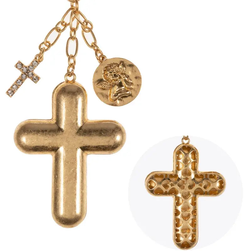 Bag Charm Keychain - Puffy Cross Multi Charm