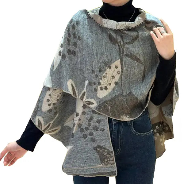 Reversible Short Loop Wrap - Shawl Tan Garden