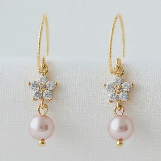 Drop Earrings - Floral-Inspired Pearl