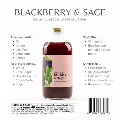 Cocktail and Mocktail Mixer 16oz - Blackberry & Sage