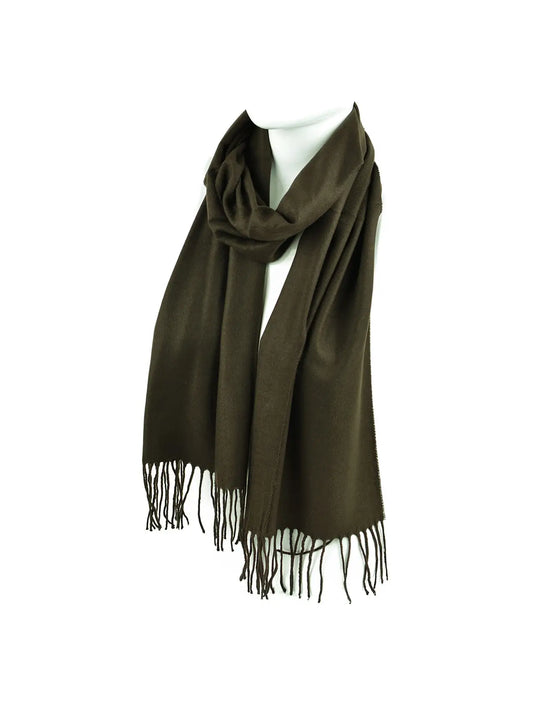 Cashmere Feel Winter Scarf - Brown Solid