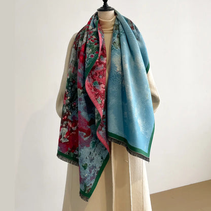 Reversible Wrap - Turq / Red Floral Stream