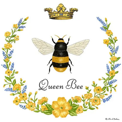 Flour Sack Towel - Floral Queen Bee
