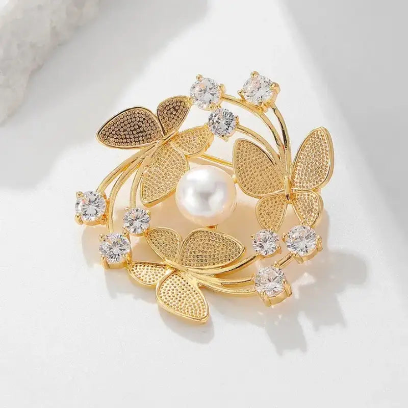 Statement Brooch - Elegant Pearl Butterfly