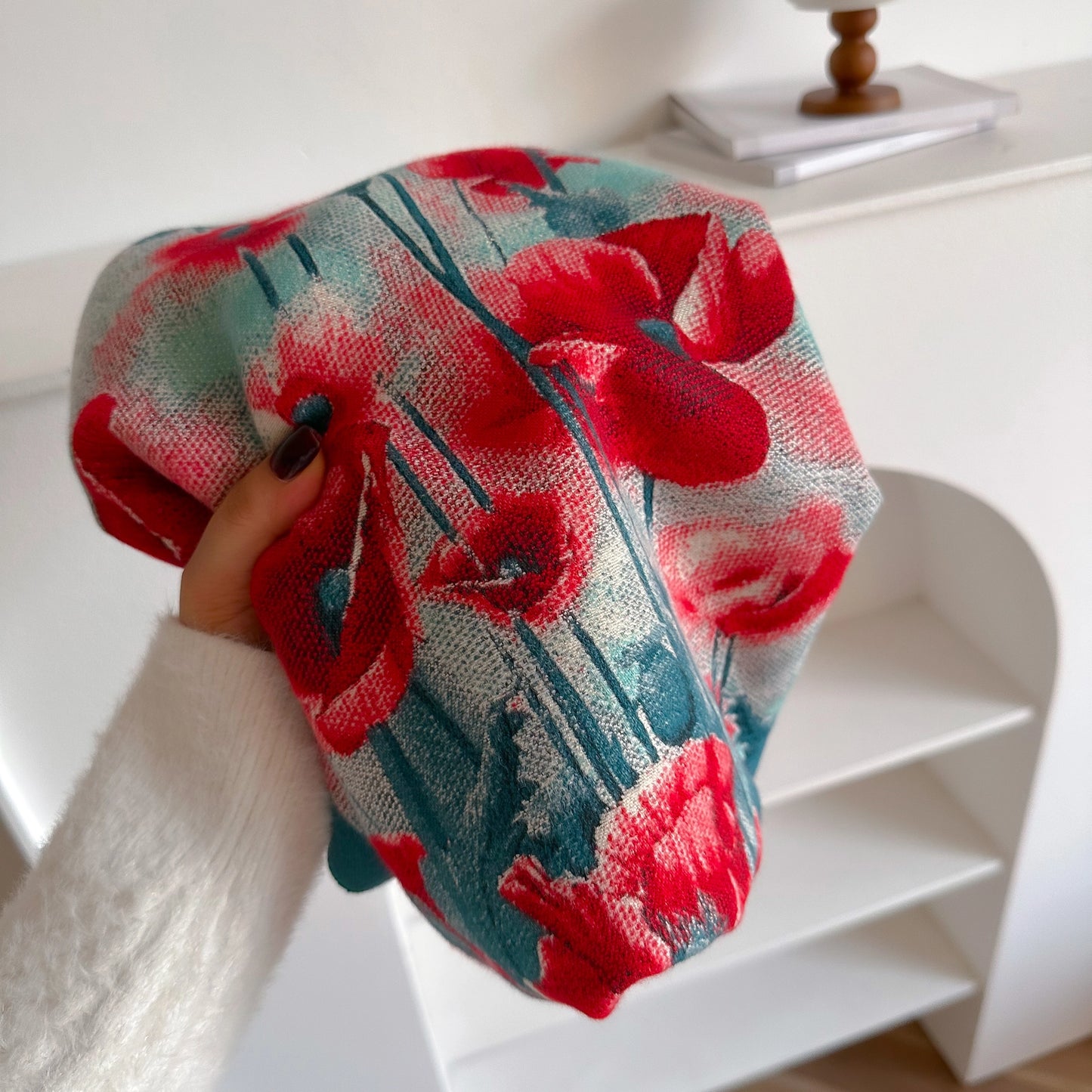 Reversible Wrap - Shawl Turq / Red Poppy Fiel