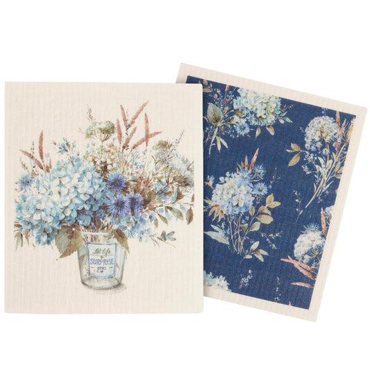 Swedish Dishcloth Set - Blue Floral