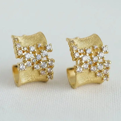 C-Hoop Earrings - Irregular Cubic Zirconia