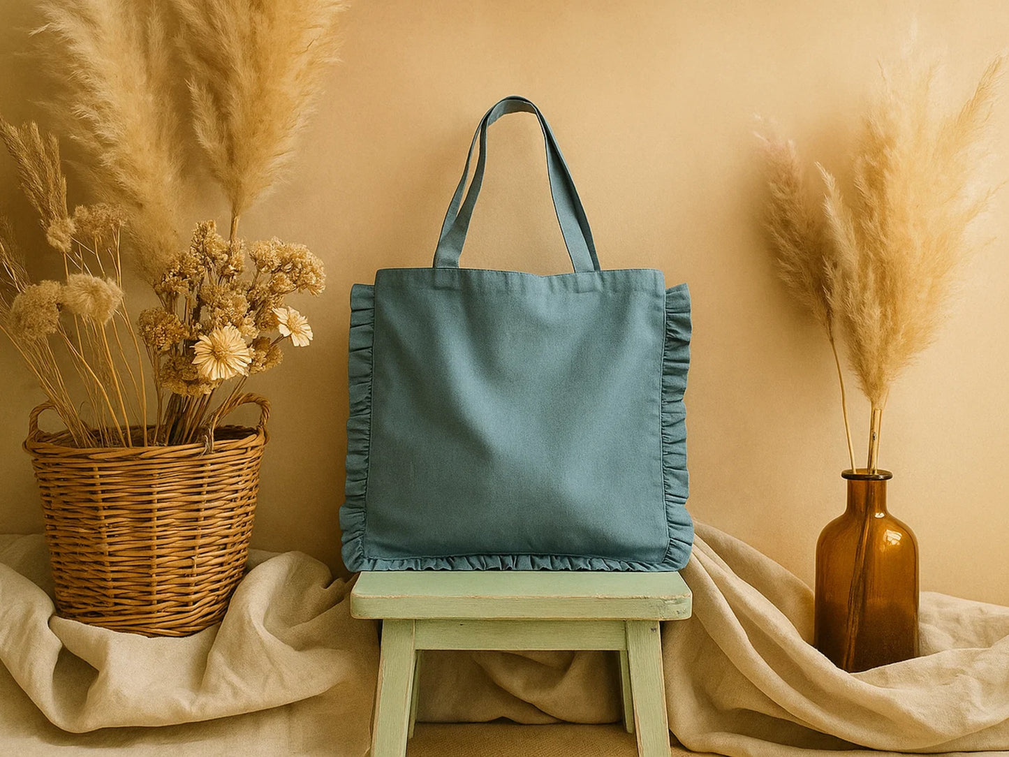 Canvas Colored Tote Bag - Blue