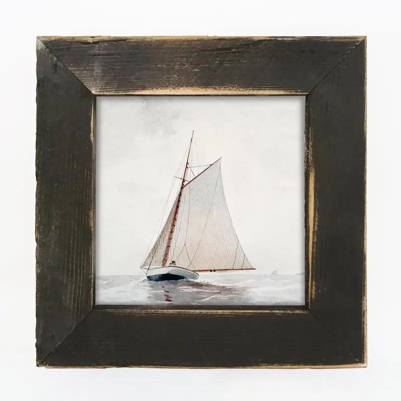 Framed Art 8in - Vintage Sailboat