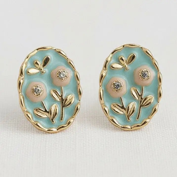 Stud Earrings - Floral Enamel