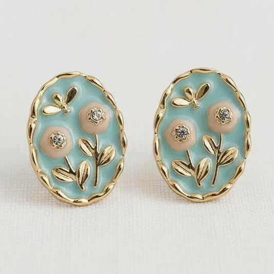 Stud Earrings - Floral Enamel