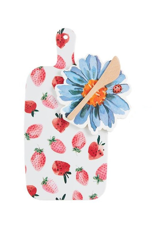 Melamine Board Napkin & Spreader Set - Strawberry