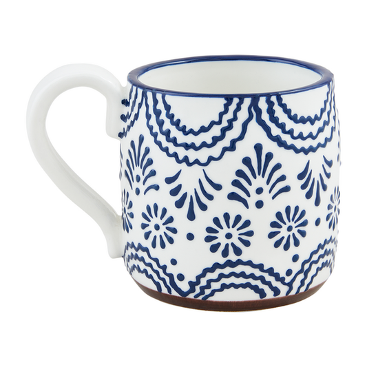 Blue Floral Mug 15 OZ - Wavy Lines
