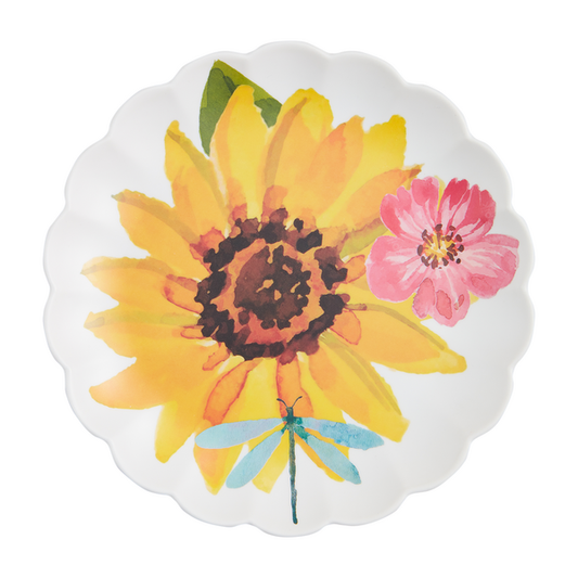 Melamine Outdoor Plate 7.5in - Yellow Floral