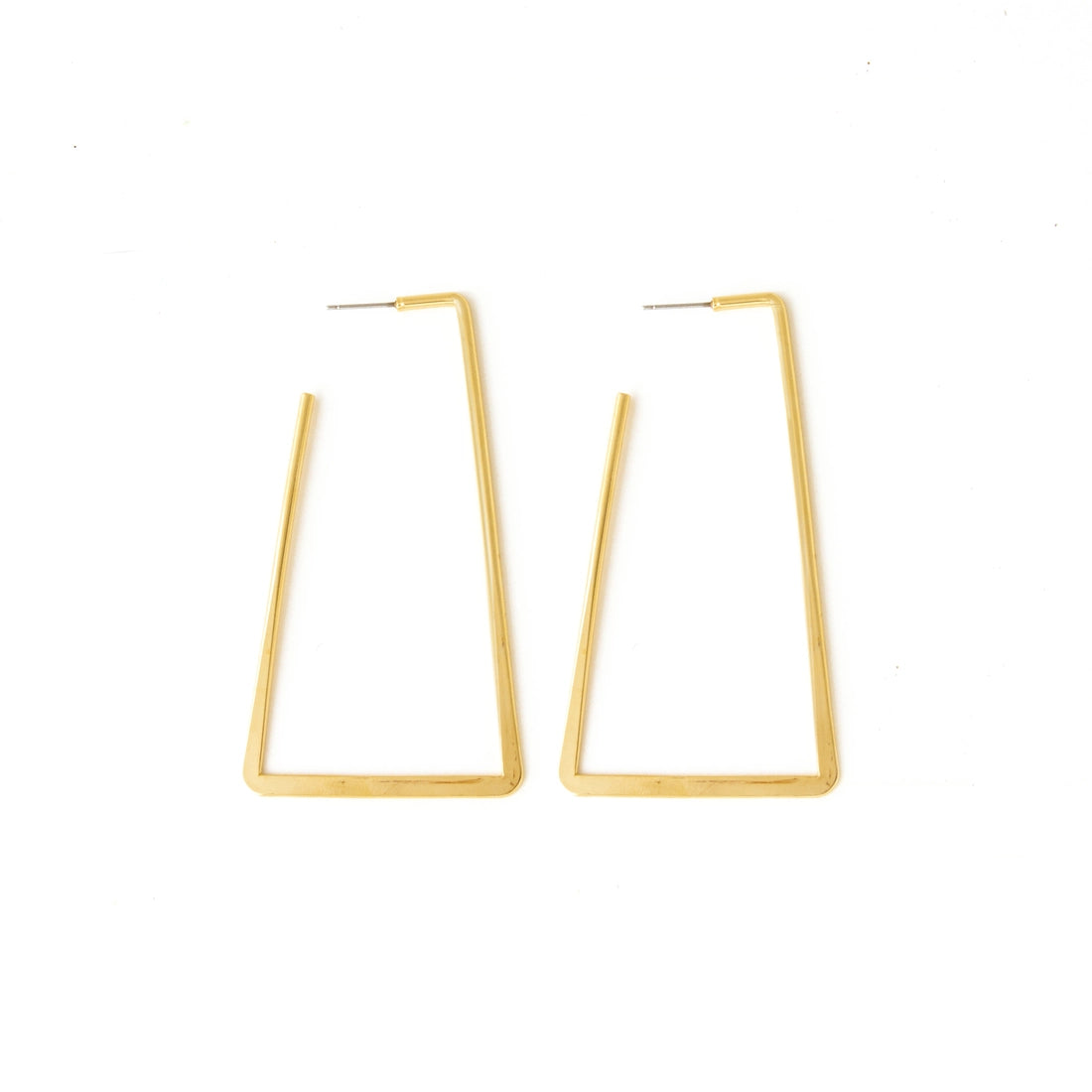 Long Contemporary Rectangle Hoops - Gold