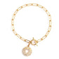 Pave Heart Gold Toggle Bracelet - Gold