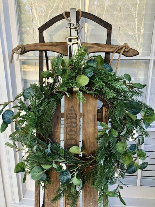 White Berry Evergreen Wreath - 24 inch