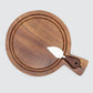 Round Acacia Wood Cheese Board W Knife