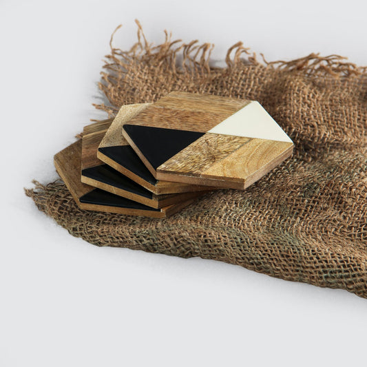 Mango Wood & Resin Coasters - Set Of 4