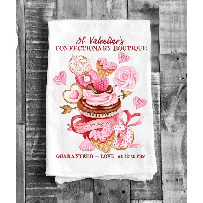 Cotton Tea Towel - Valentine Cookies Cakes