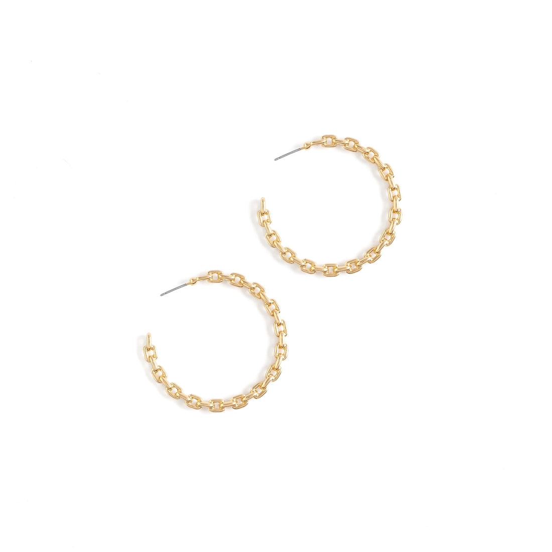 Chain Link Hoop Earrings - Gold