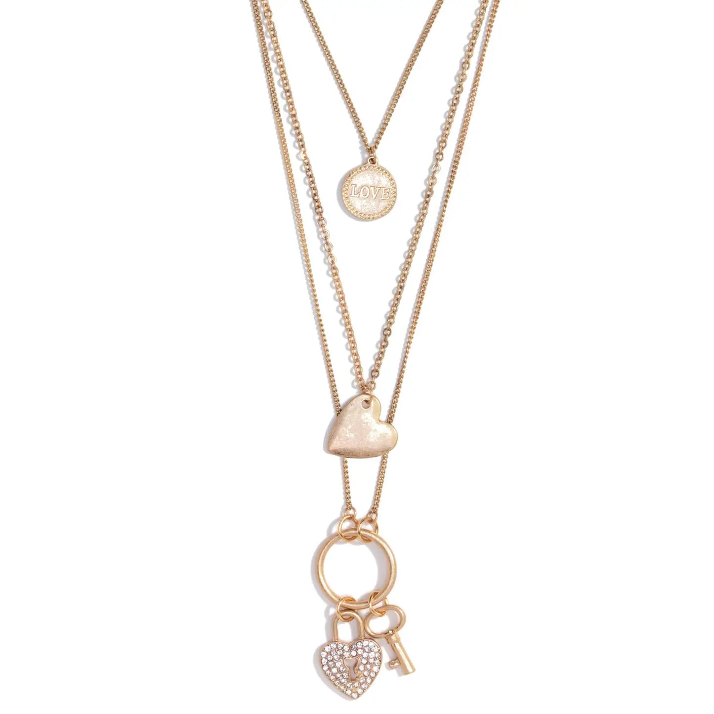 Triple Layer Love Necklace - Gold