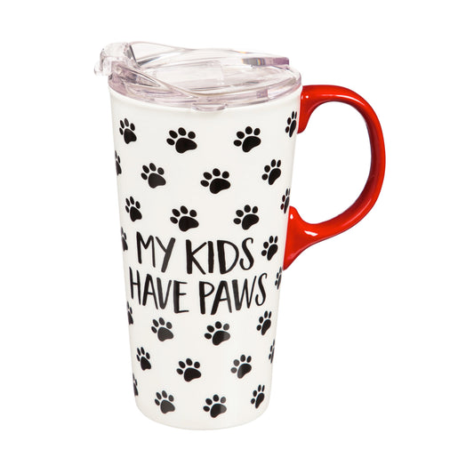 Ceramic Travel Cup w/box, 17 OZ - My Kids Have Paws