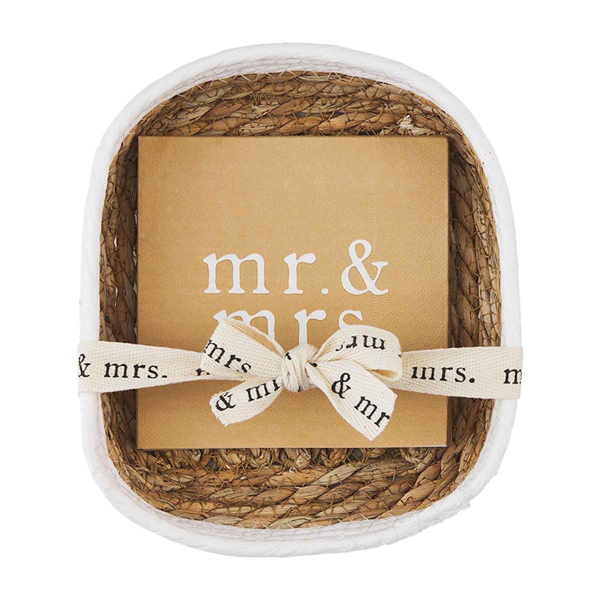 Cocktail Napkin Basket Set - Mr & Mrs