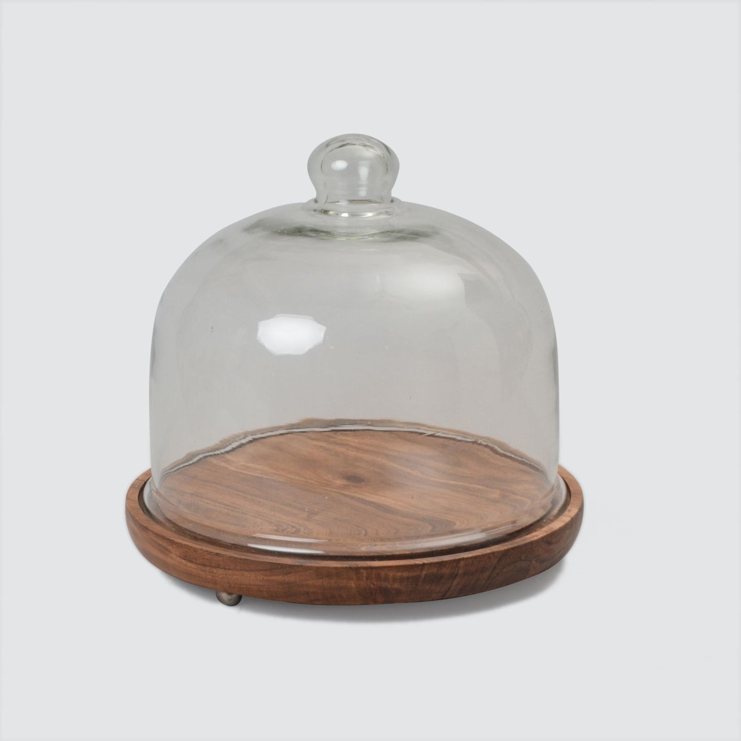 Glass Cloche With Acacia Wood Base