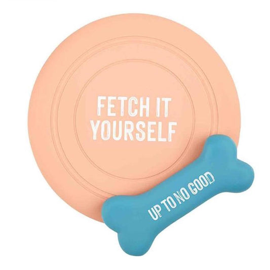 Dog Frisbee & Bone Set - Up To No Good