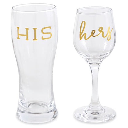 His and Hers Beer Wine Glass Set