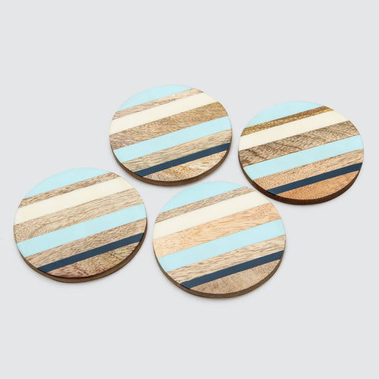 Mango Wood with MDF & Resin Coasters - Set Of 4