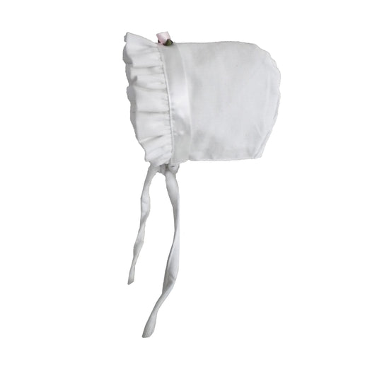 Bonnet - White Ribbon Corduroy (6-12m)
