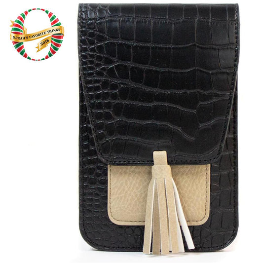 Harper Crossbody - Black Croc / Bone