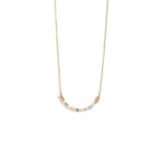 Rounded Crystal Bar Necklace - Light Multi