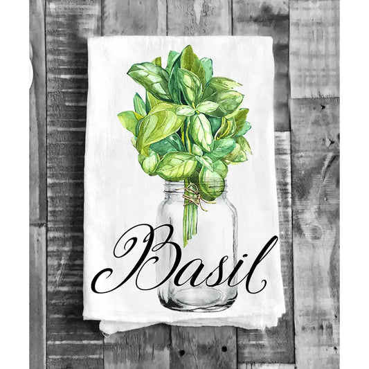 Cotten Tea Towel - Farm Fresh Herbs Basil