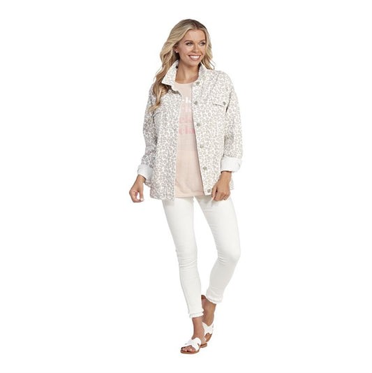 Shaw Boyfriend Jacket - White Leopard