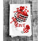Cotton Tea Towel - Love Red Hearts Coffee