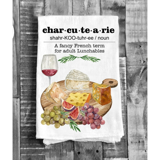 Cotton Tea Towel - Charcutearie Board Cheese Wine