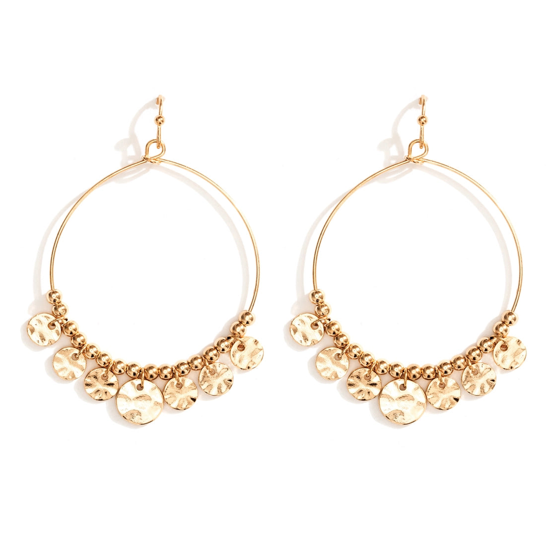 Open Circle Earrings with Beads - Gold