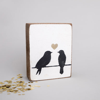 Decorative Wooden Block - Love Birds