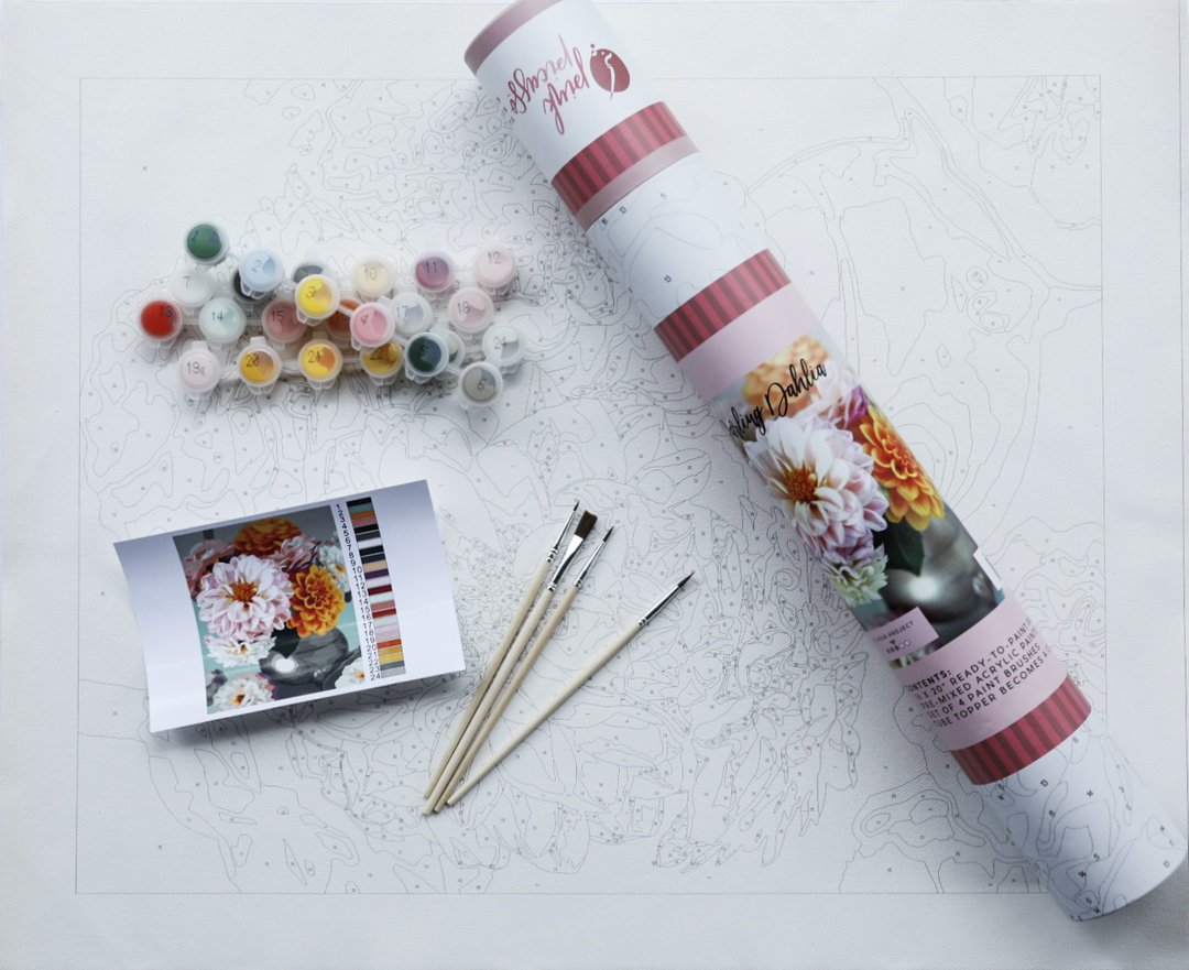 Dahlias  Paint-by-Number Kit for Adults — Elle Crée (she creates)