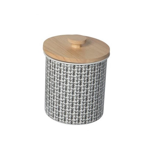 Metal Canister W Wood Lid 7inch