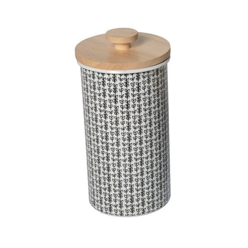 Metal Canister W Wood Lid 10inch