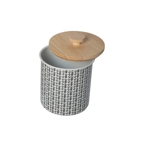 Metal Canister W Wood Lid 7inch